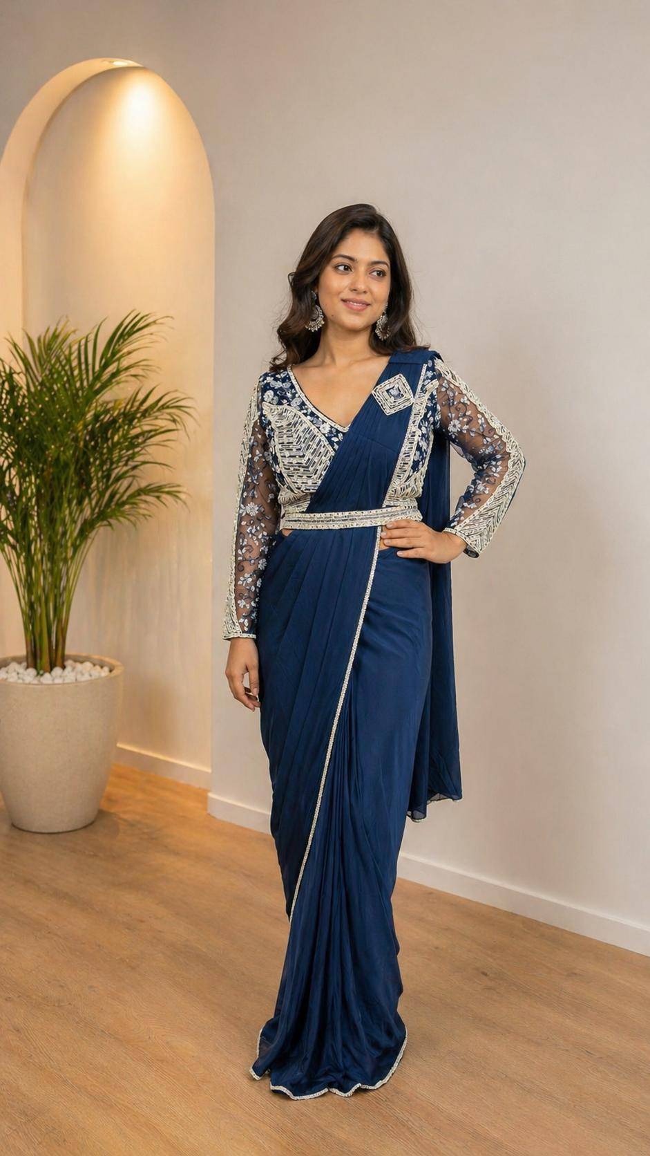 102309 By AMOHA TRENDZ 01 To 04 Series Indian Traditional Wear Collection Fancy Colorful Party Wear LAYCRA Stitched Sarees At Wholesale Price